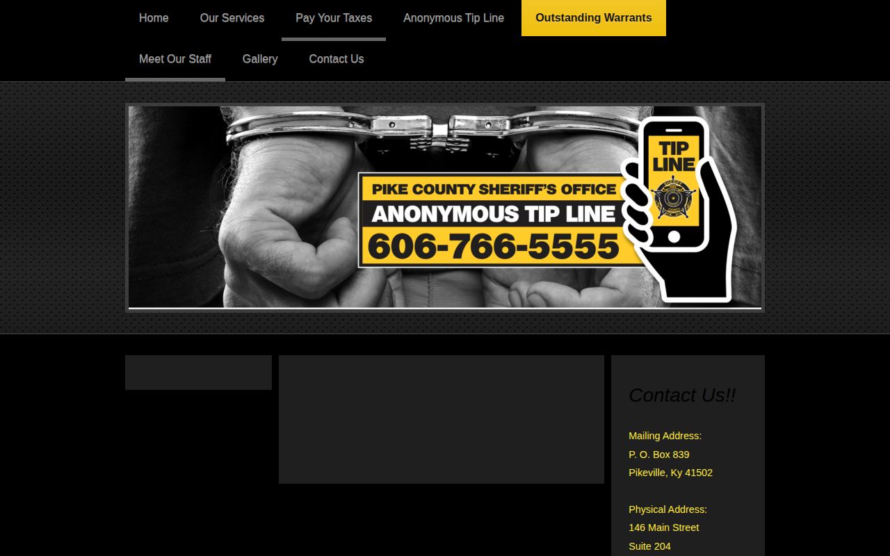 Pike County Sheriff's Office outstanding warrants landing page